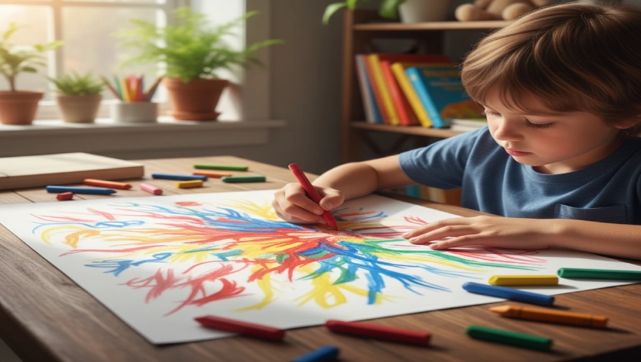 تاثیر مداد شمعی بر بیان احساس کودکان در هنگم نقاشی