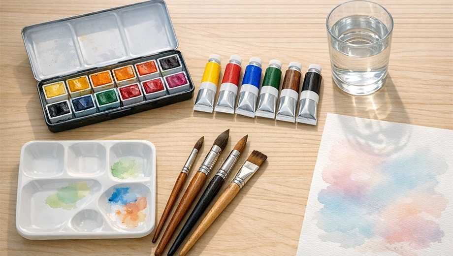 راهنمای انتخاب و خرید آبرنگ قرصی و تیوپی برای نقاشی حرفه‌ای و هنری
